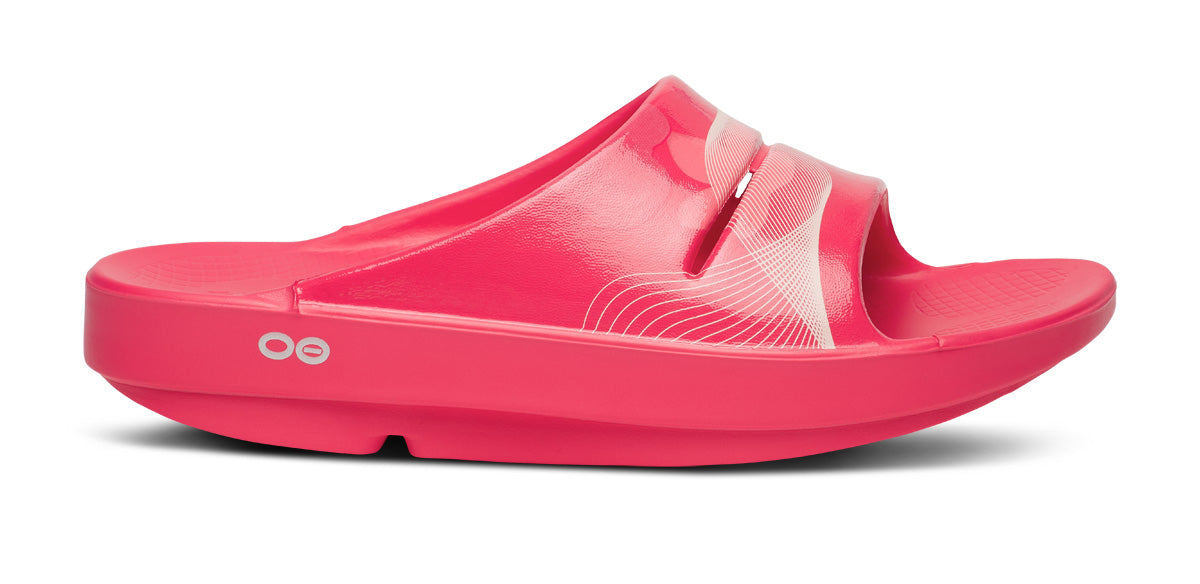 OOFOS Women's OOahh Slide - Neon Berry Breeze